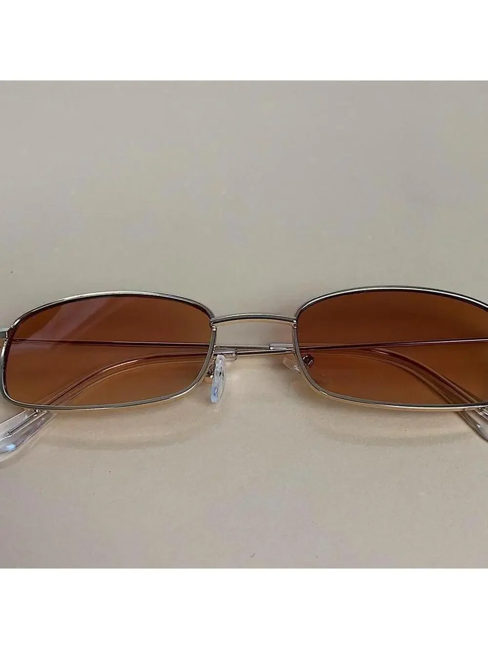 Y2k 2000s vintage brown and gold unique slim style silver mirror lense sunglasse
